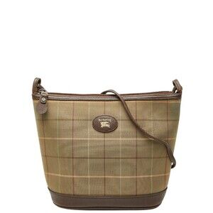 Burberry check crossbody shoulder bag Khaki Green multicolor canvas leather